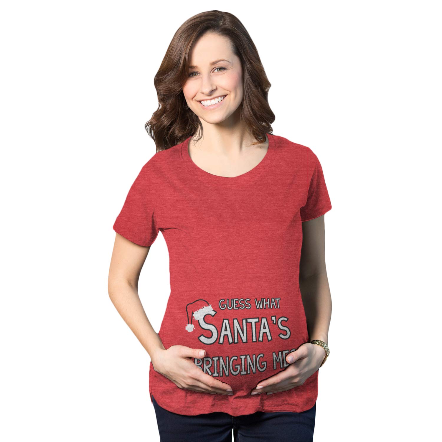 Crazy Dog Tshirts - Maternity Guess What Santa Bringing Pregnancy Announcement F