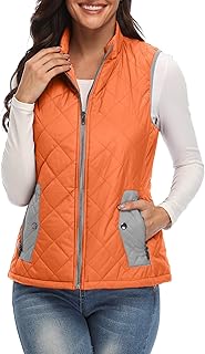 Xeoxarel Women's Quilted Vest with 4 Pockets, Lightweight Puffer Gilet