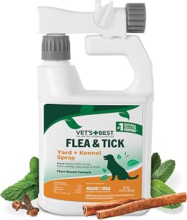 Vet's Best Flea & Tick, Mosquito, Yard & Kennel Spray for Dogs, 32 oz | Plant-Based Yard Treatment, Kills Fleas, Ticks & Mosquitoes, Ready-to-Use Hose Attachment, Safe for Plants, Made in USA