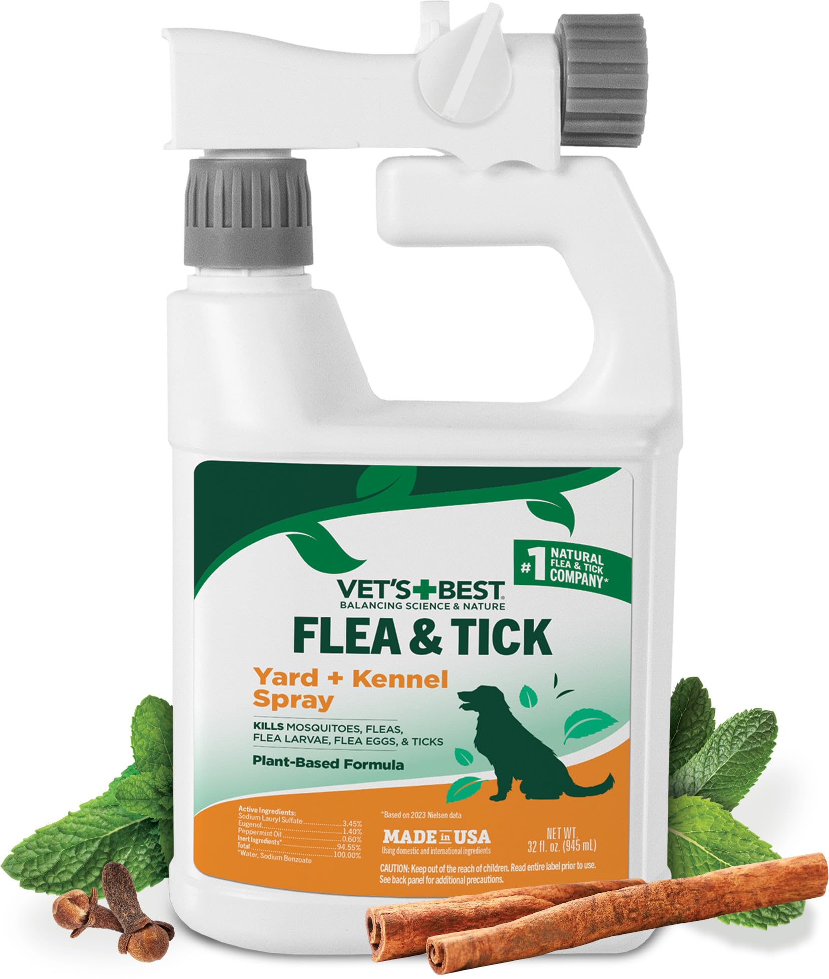 Vet's Best Flea & Tick, Mosquito, Yard & Kennel Spray for Dogs, 32 oz | Plant-Ba