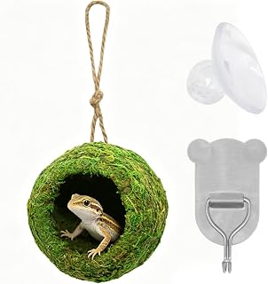1Pcs Handmade Gecko Crested Accessories Tank Hide Reptile, Natural Hanging Shelter Hammock, Reptile & Amphibian Habitat Hideouts for Crested Gecko Tank Accessories, Bearded Dragon, Hermit Crab, Snake