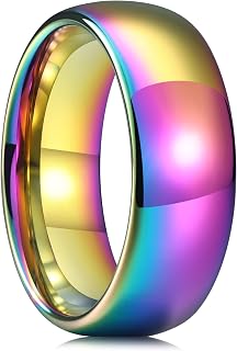 King Will Men's Women's Tungsten Carbide Ring 24k Gold Plated Rose Gold Plated Domed Polished Finish Wedding Band
