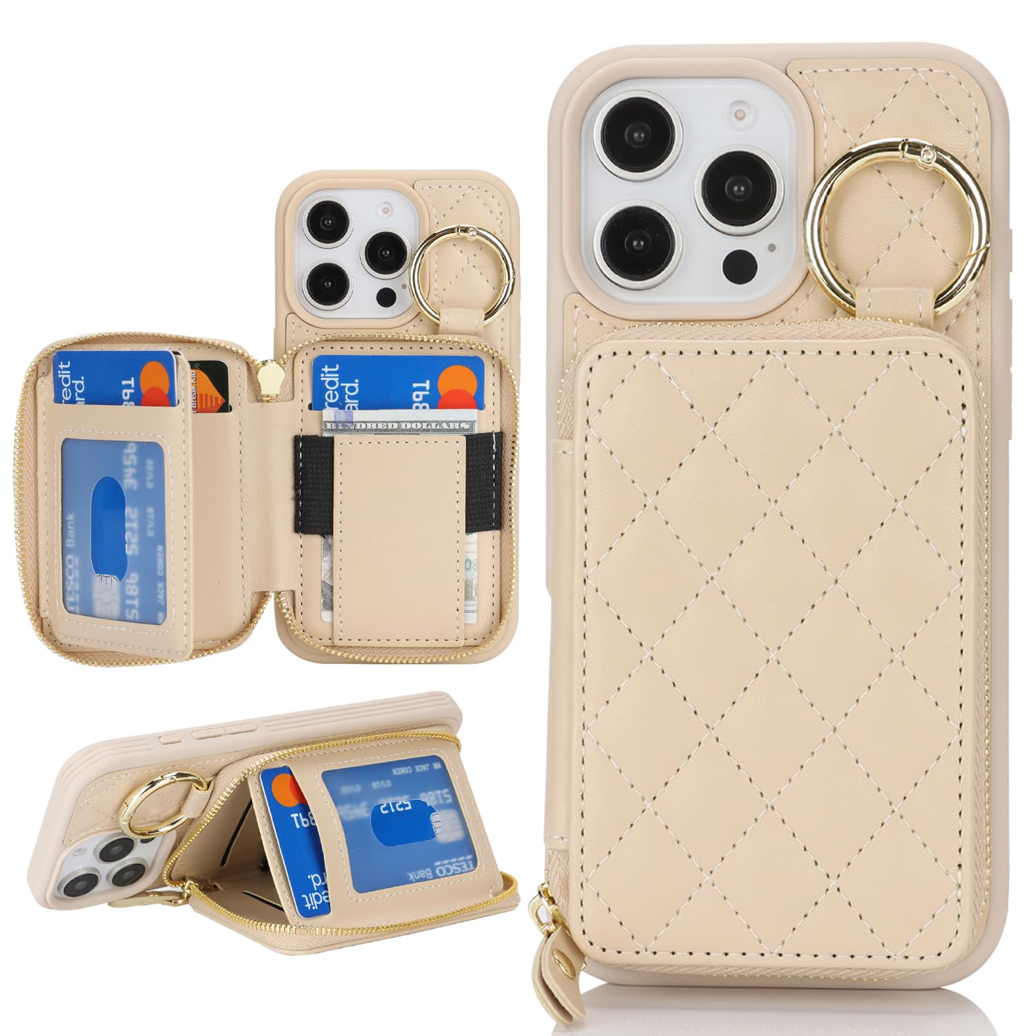 Custodia a portafoglio per iPhone 16 Pro con porta carte, per iPhone 16 Pro, cus