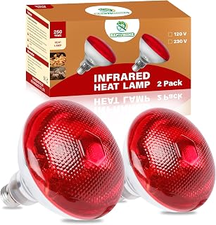 REPTI HOME 250W Red Heat Lamp Bulbs for Chicken,Infrared Flood Light Heat Lamp Bulb, Incandescent Light Heat Lamps for Chicks, Reptile, Pets, Par38 Glass E26 Base 2PCS