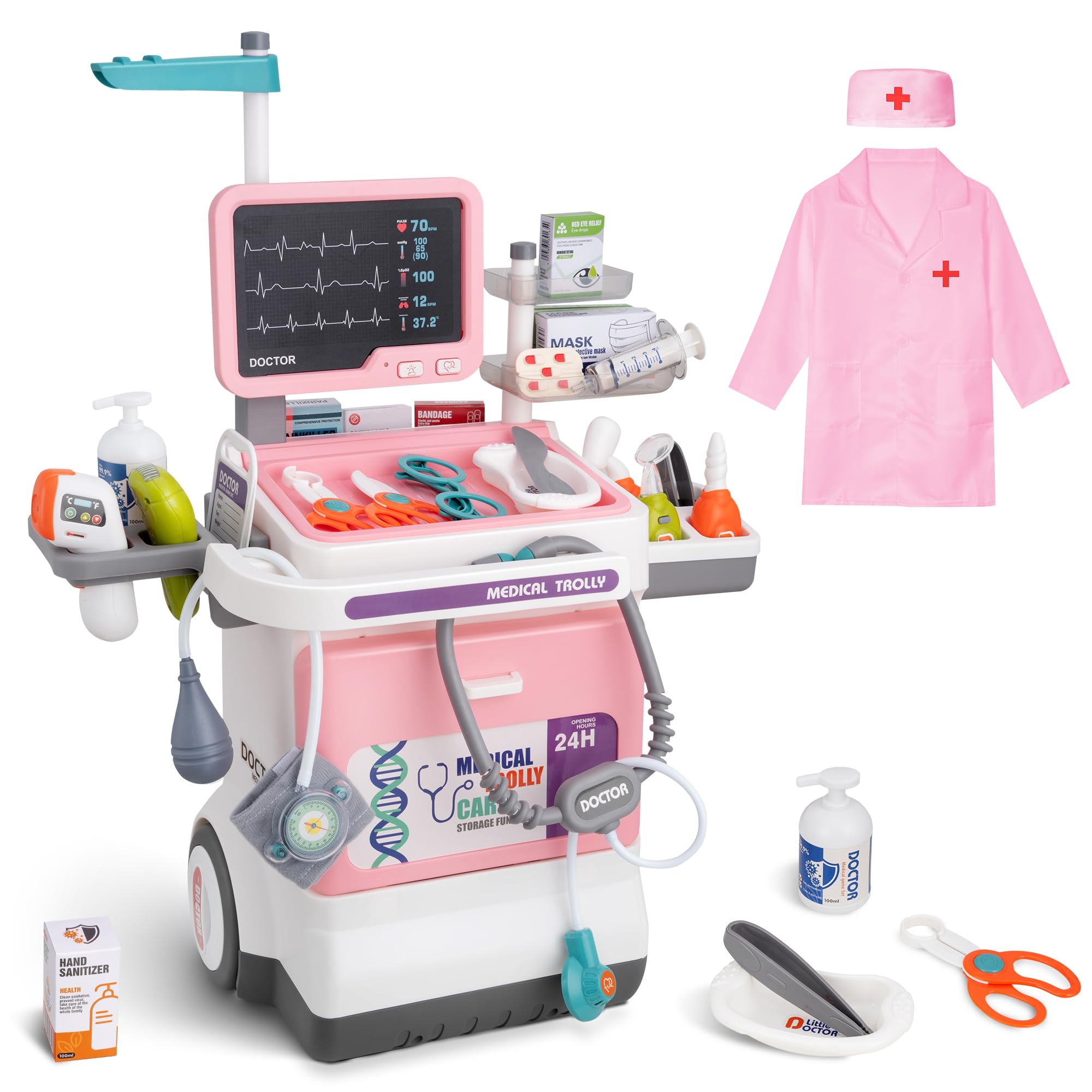 Toddlers Doctor Kit - Stethoscope ,Thermometer,Doctor Costume,Kids Ages 3-5 | De