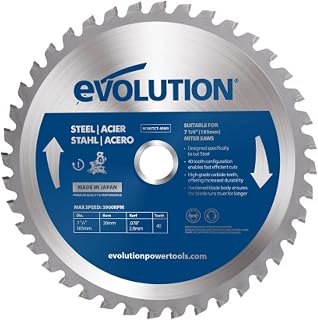 Evolution M185TCT-40MS - 185mm Mild Steel Cutting Blade - Carbide Tipped Metal Blade That Practically Does Not Generate Overheating, Buzzing or Sparking
