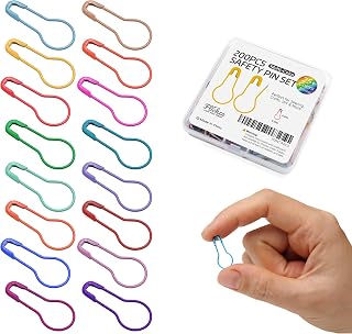Flickzo Stitch Markers, 200pcs Crochet Markers, 0.85" Metal Bulb Safety Pins, 25+ Colorful Gourd Pins, Knitting Stitch Markers for Crocheting, Crochet Accessories for Fabric &amp; Paper