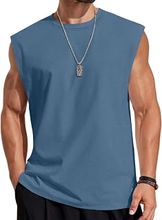 COOFANDY Mens Sleeveless Shirts 100% Cotton Workout Tank Tops Cut Off Shirts Gym Muscle Loose Fit Tee