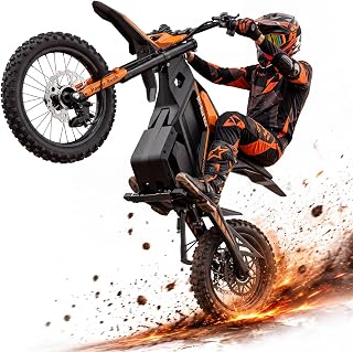Rideplux Electric Dirt Bike for Adults, 5000W Mid-Drive Motor (Orange) | 48V 22.5Ah, 220N·m Torque, Unibody Steel Frame, Removable Battery, Gyro Stability Control, 45° Climbing