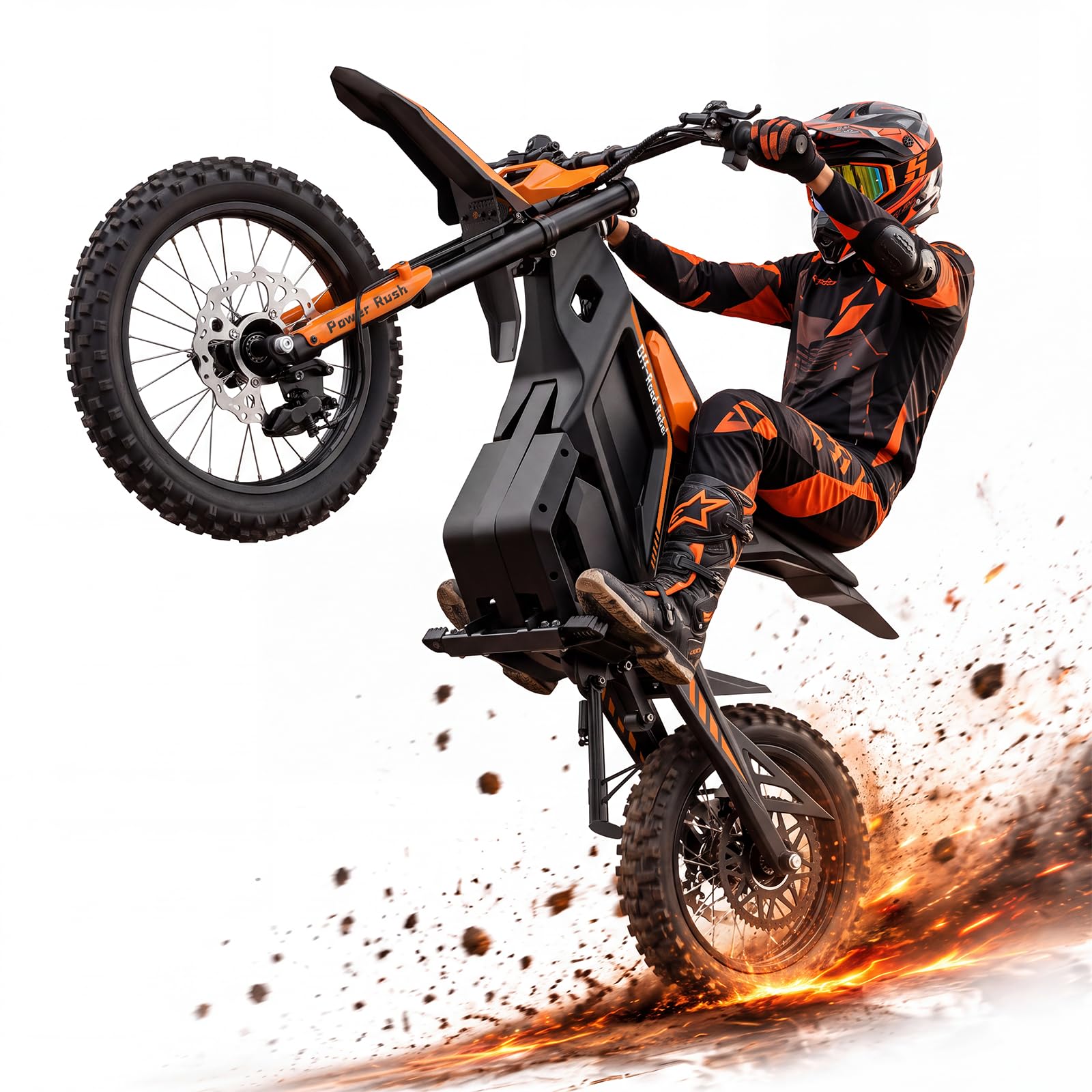 Rideplux Electric Dirt Bike for Adults, 5000W Mid-Drive Motor (Orange) | 48V 22.