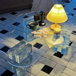 Living Room Table, Transparent Coffee Table, Modern Glass Coffee Table for Home Use TV Stand Desk Floor (Clear)