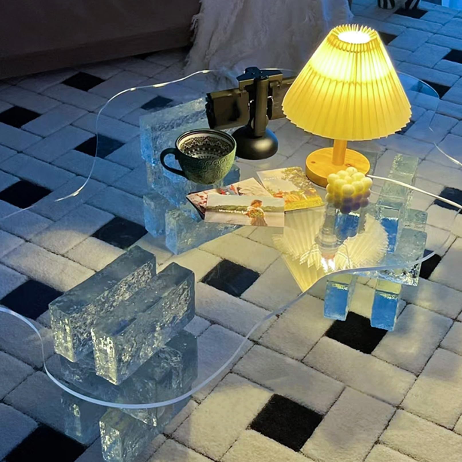 Living Room Table, Transparent Coffee Table, Modern Glass Coffee Table for Home 