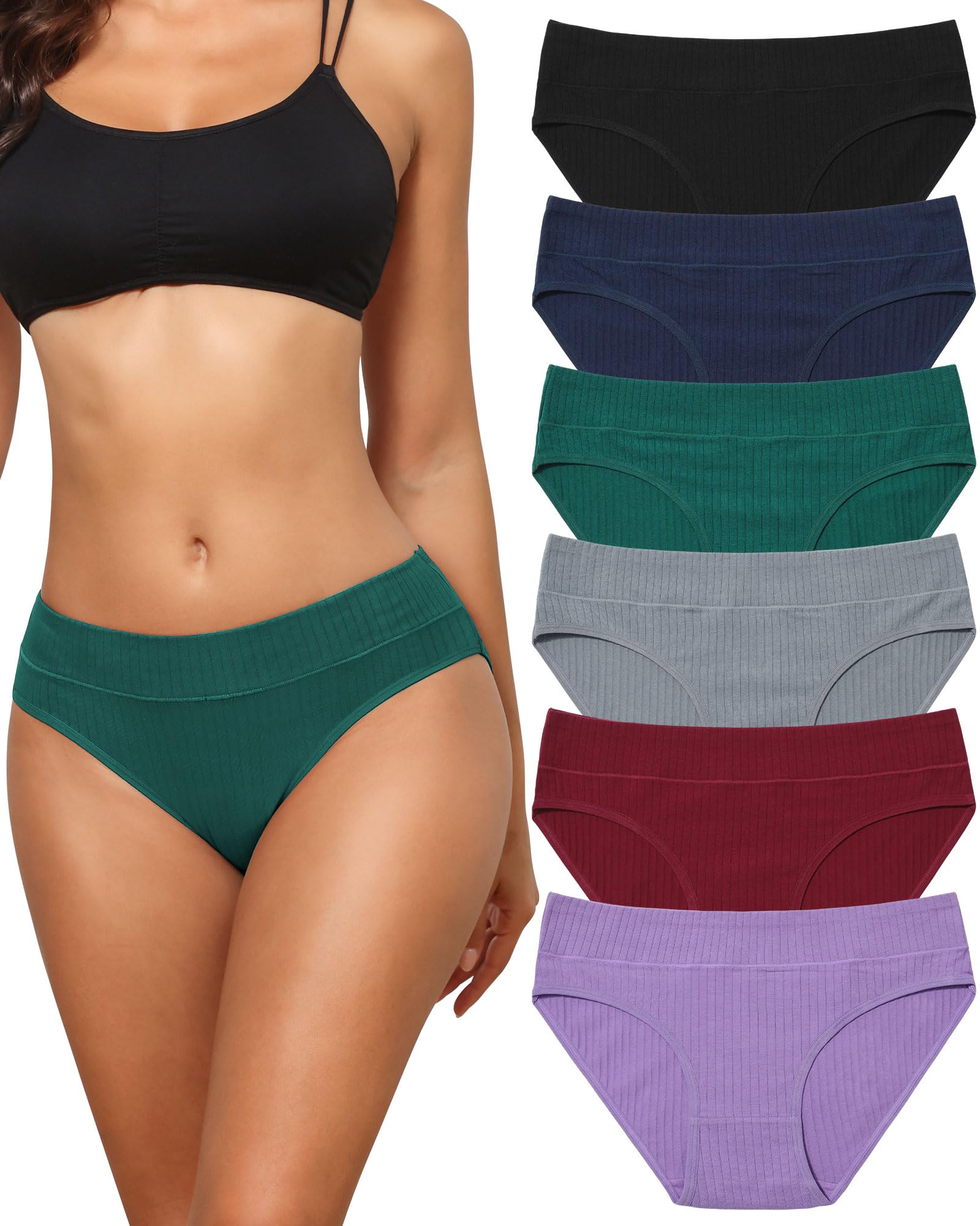 Cotton Underwear Women Hipster Soft Bikini Panties Cheeky 6 Pack