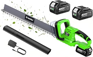 TaskStar 22" Hedge Trimmer Cordless with Debris Remover, 2x4.0Ah Batteries | Dual-Action SK5 Blade 20V Electric Bush Trimmer, All-Around Trimming, 2800 SPM, Battery Hedge Clippers for Shrub Garden Yard
