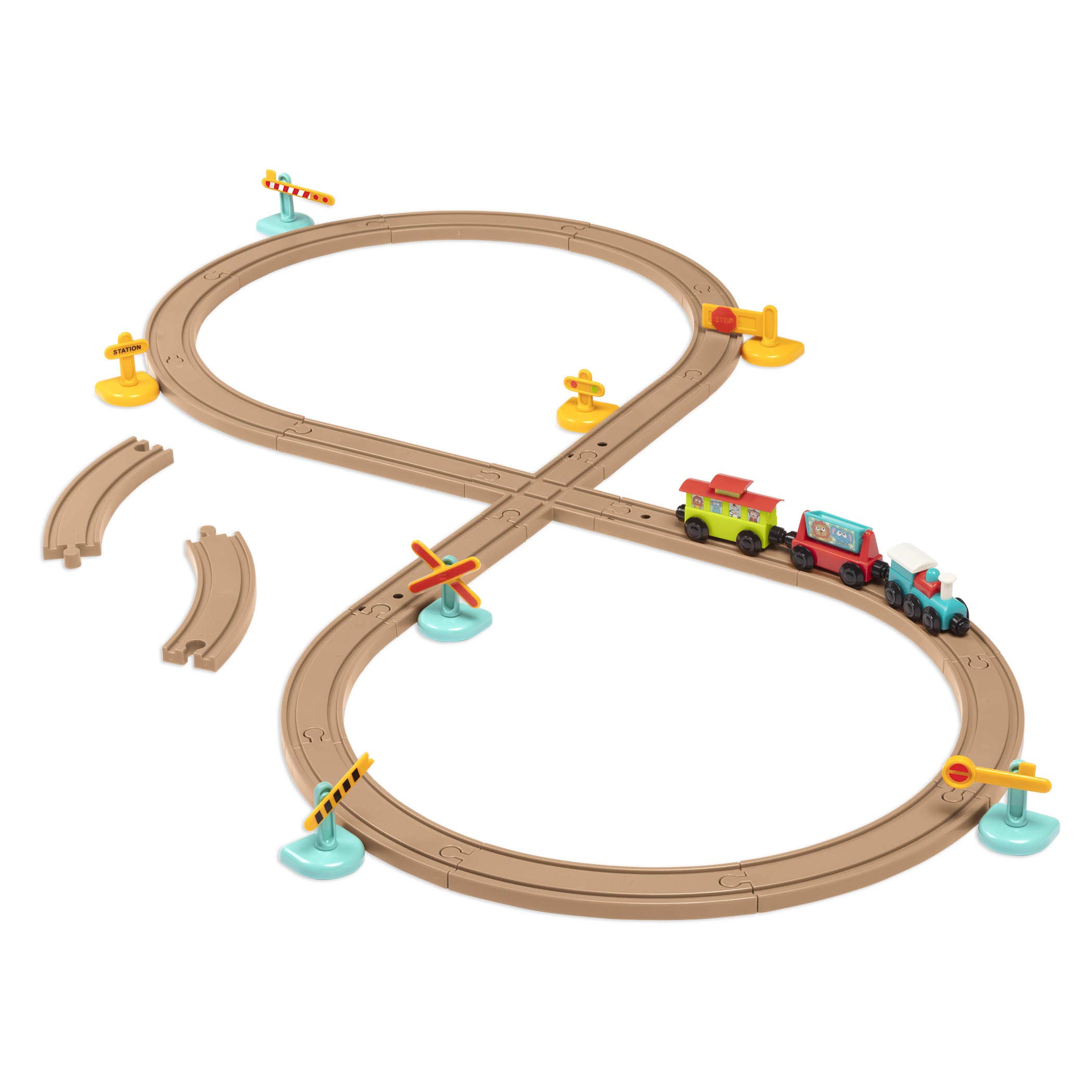 Battat Train Set for Kids, Toddlers, All Aboard 29-Piece Track Set, Trains | 29-
