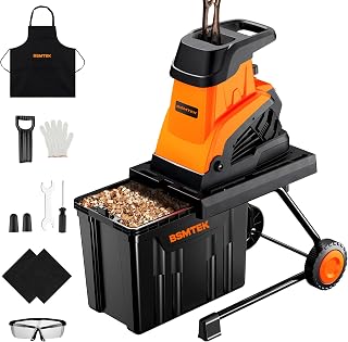 50L Collecting Bin, 15-Amp Wood Chipper Shredder, High Efficiency Electric Mulcher Shredding Machine with 25:1 Reduction Ratio, 1.8In Cutting Diameter, Portable Wheels for Yard Cleanup, New Orange