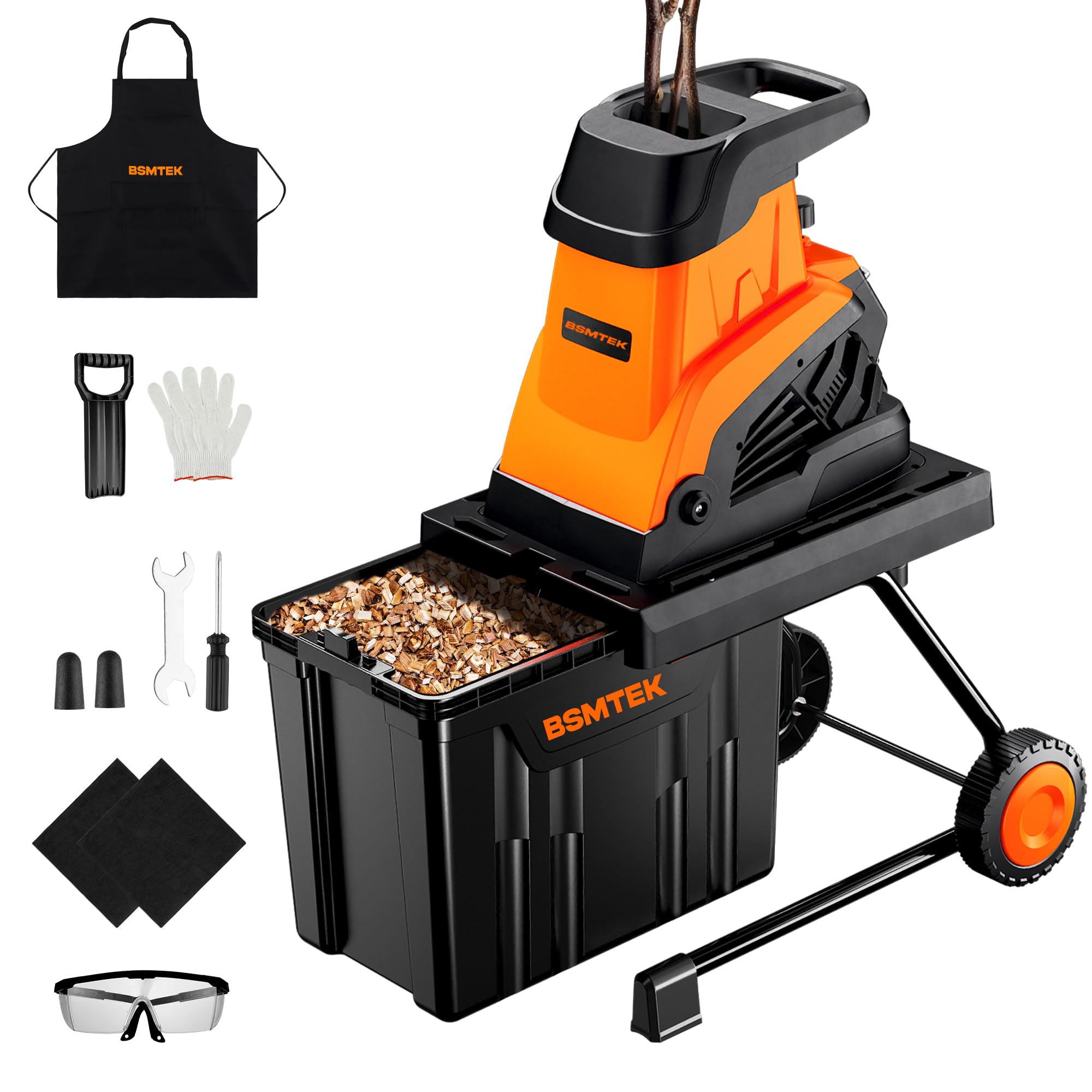 50L Collecting Bin, 15-Amp Wood Chipper Shredder, High Efficiency Electric Mulch
