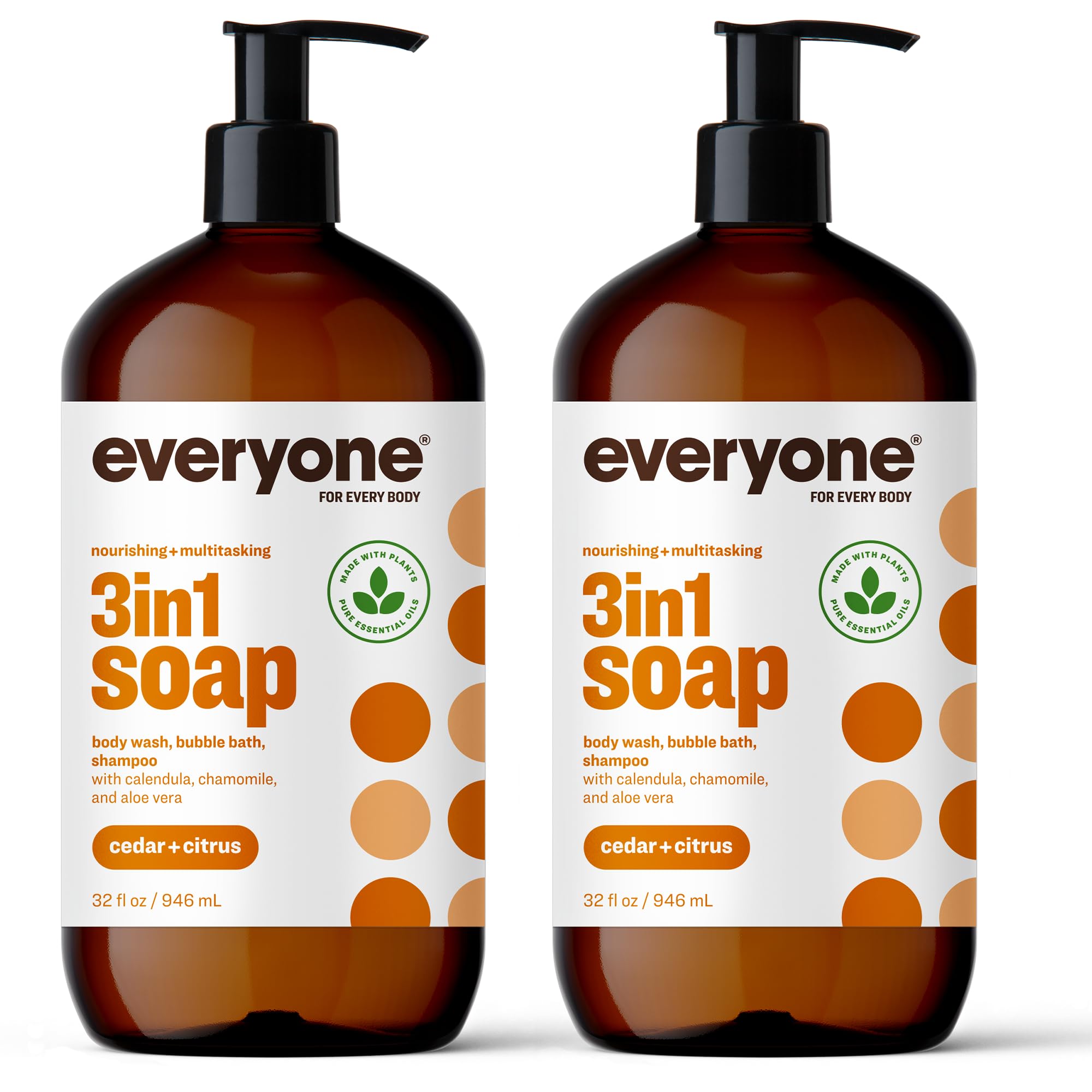 Everyone 3-in-1 Cedar Citrus Body Wash, Shampoo & Bubble Bath, 32 oz 2-Pack