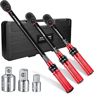 ATsafepro Torque Wrench 3-25 NM 5-60 NM 20-230 NM, 1/4" & 3/8" & 1/2", 6 Pieces, 72T Reversible Head, High Accuracy ±3%, for Bicycle, Motorcycle, Car, Truck