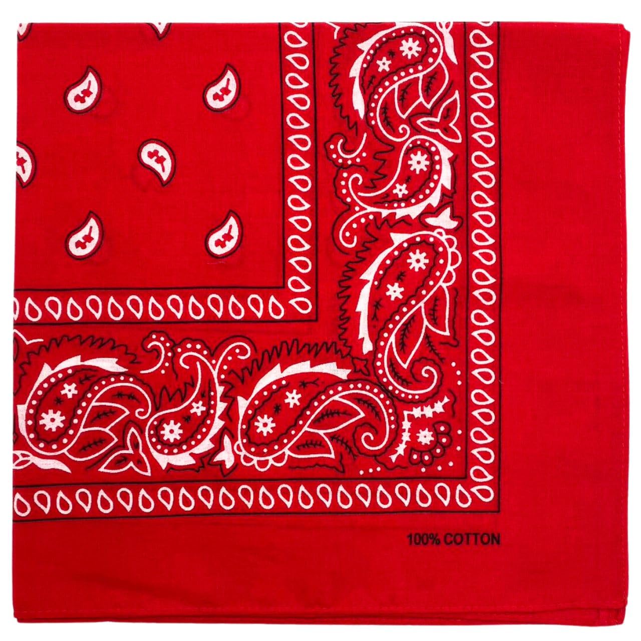 MDSTYLE 100% Cotton Bandana for Men & Women 56cm x 56cm Paisley Handkerchief Hea