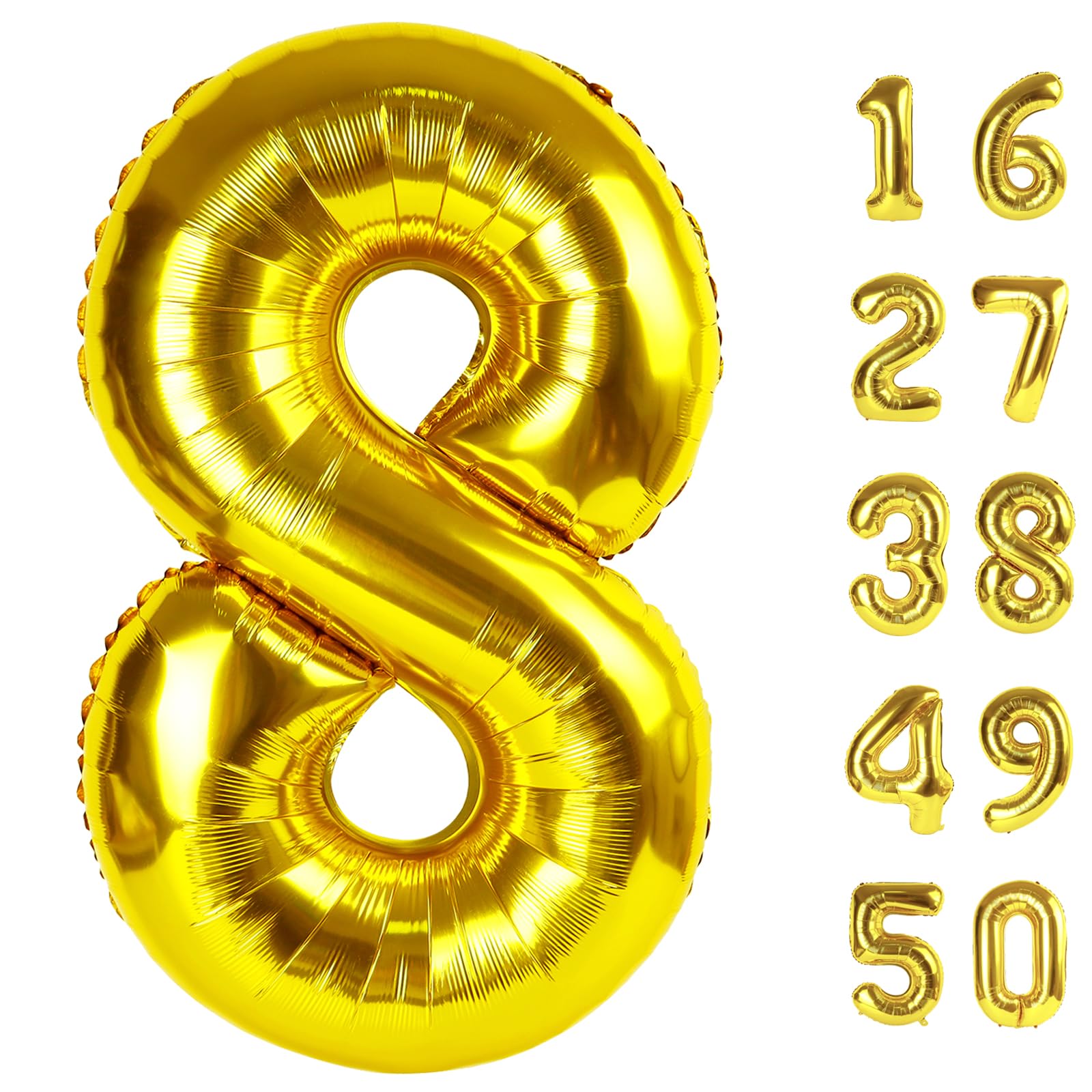 40 Inch Gold Number 8 Balloons Foil Digital Helium Number Balloons | for 8th 18 