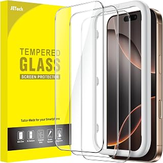 JETech Screen Protector for iPhone 16 Pro Max, 3-Pack | 9H Tempered Glass, HD Clear, Anti-Scratch Protection, Easy Installation Tool