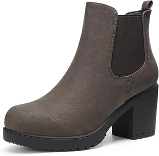 DREAM PAIRS Women's FRE High Heel Chelsea Style Ankle Bootie