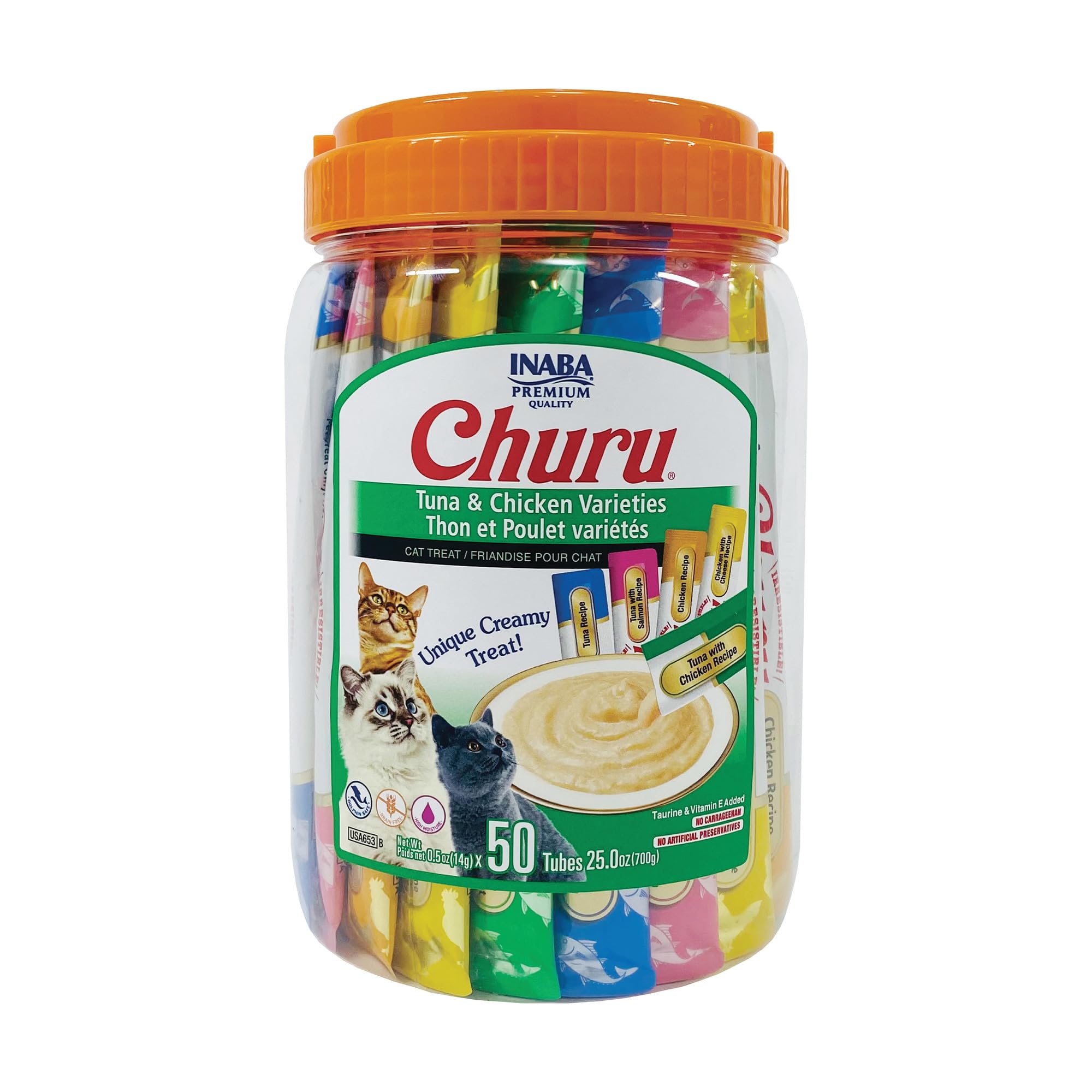 INABA Churu Cat Treats, Grain-Free, Lickable, Squeezable Creamy Purée Cat Treat/