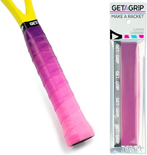 GET A GRIP - Custom Tennis Racket Grip Tape - Anti-Slip/Quick-Drying Tennis Overgrips - Precut Badminton Racket Grip with Finishing Tape - Squash Racket Grip Tapes