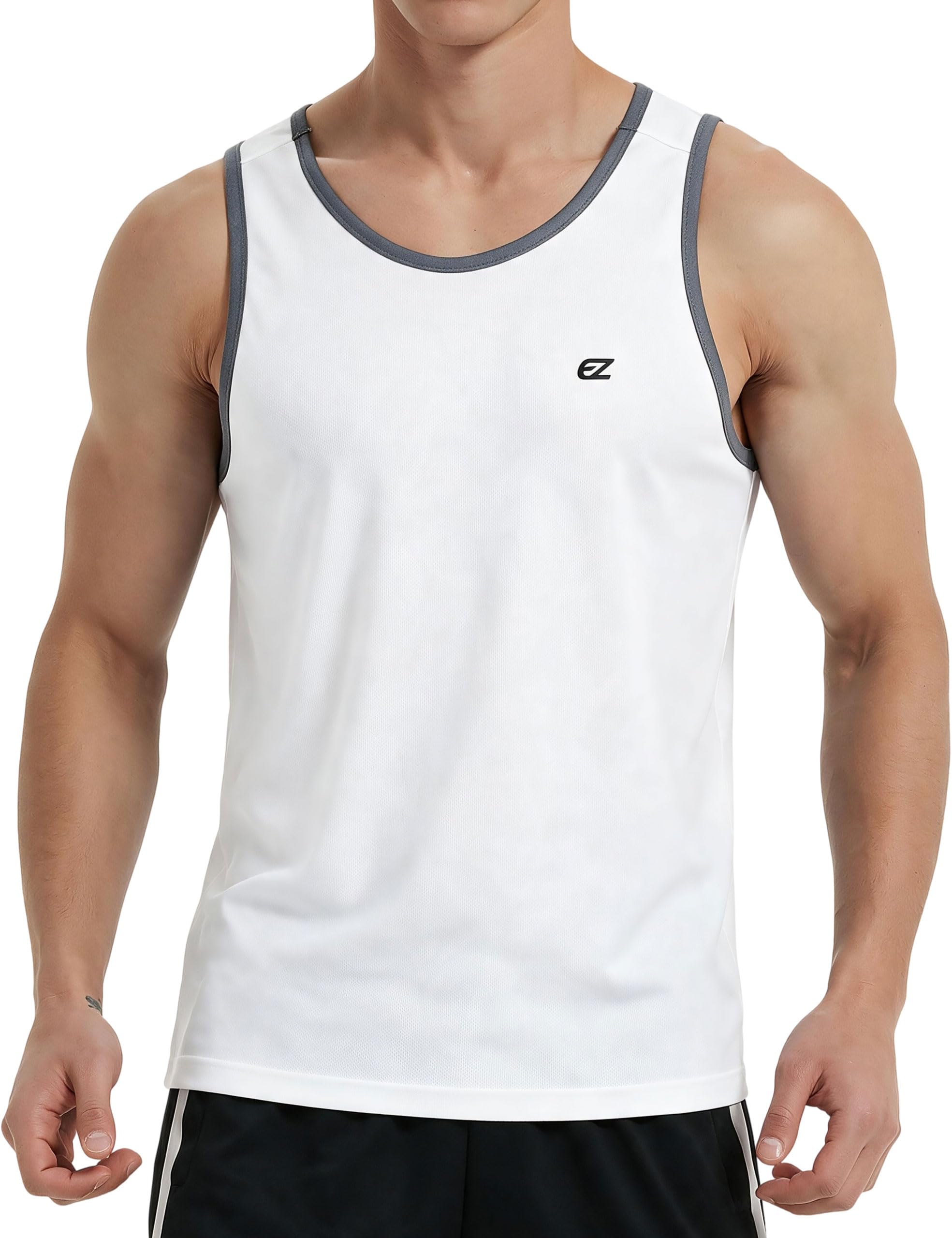 EZRUN Men's Tank Top Quick Dry Workout Swim Beach Shirt Sleeveless Shirt for Bod