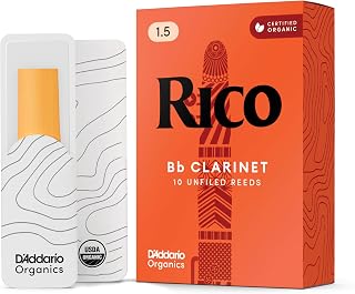 Rico by D'Addario Bb Clarinet Reeds, Strength 1.5, 10-pack | Rico Organic reeds offer easy response, warm sound and reliable performance.