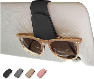 Magnetic Leather Car Sunglass Holder, Visor Sunglasses Holder Clip, 1 Pack | Suitable for Different Size Eyeglasses, Easy Opreation, Car Organziation Accessories