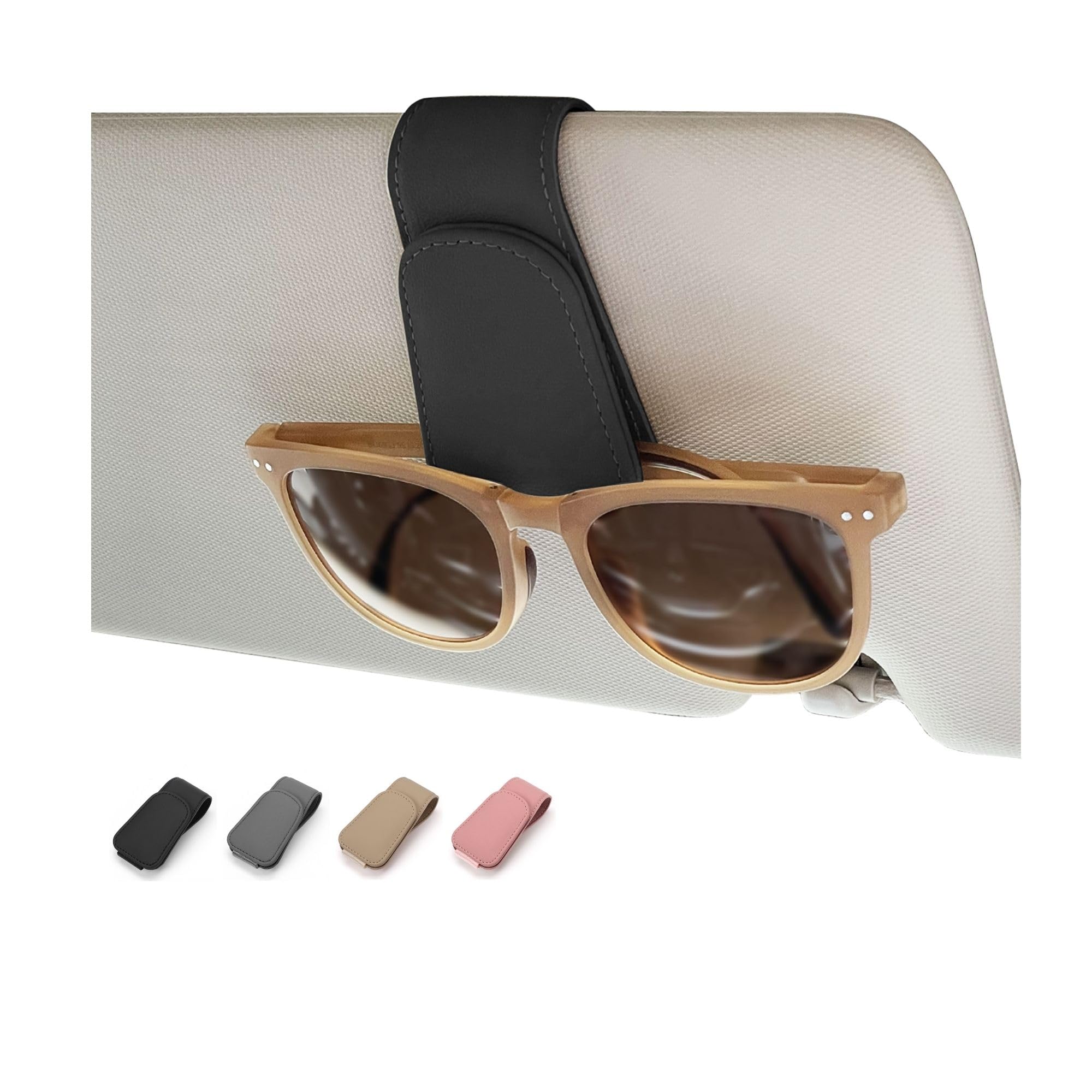 Magnetic Leather Car Sunglass Holder, Visor Sunglasses Holder Clip, 1 Pack | Sui