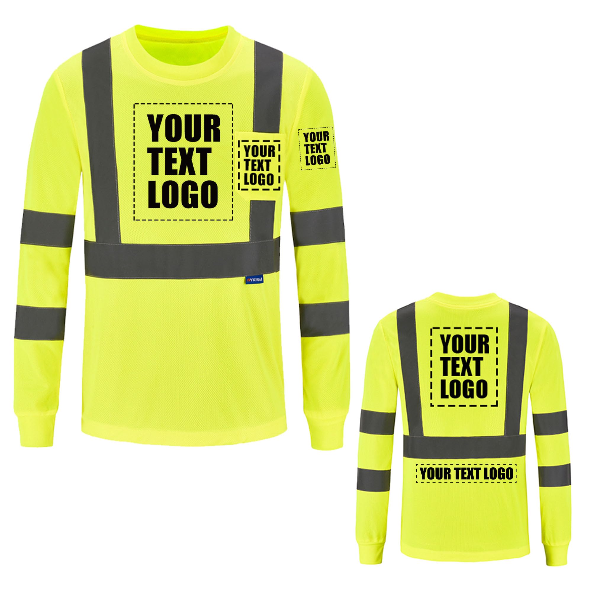 A-SAFETY Safety Shirt,High Visibility Work T Shirt Long Short Sleeve Class 3 (XS