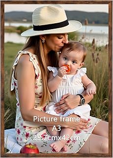 A3 Picture Frame Brown, Large Poster Frame for Horizontal or Vertical Wall Display in Living Room, Office, Gallery