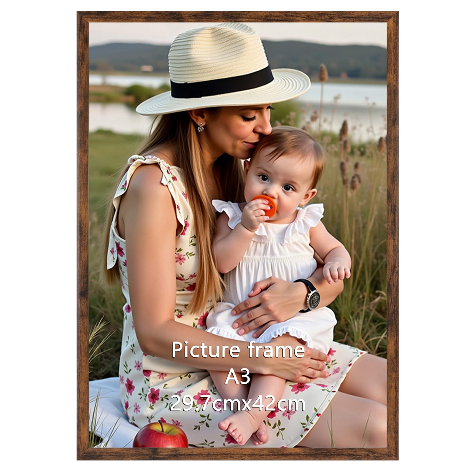 A3 Picture Frame Brown, Large Poster Frame for Horizontal or Vertical Wall Displ