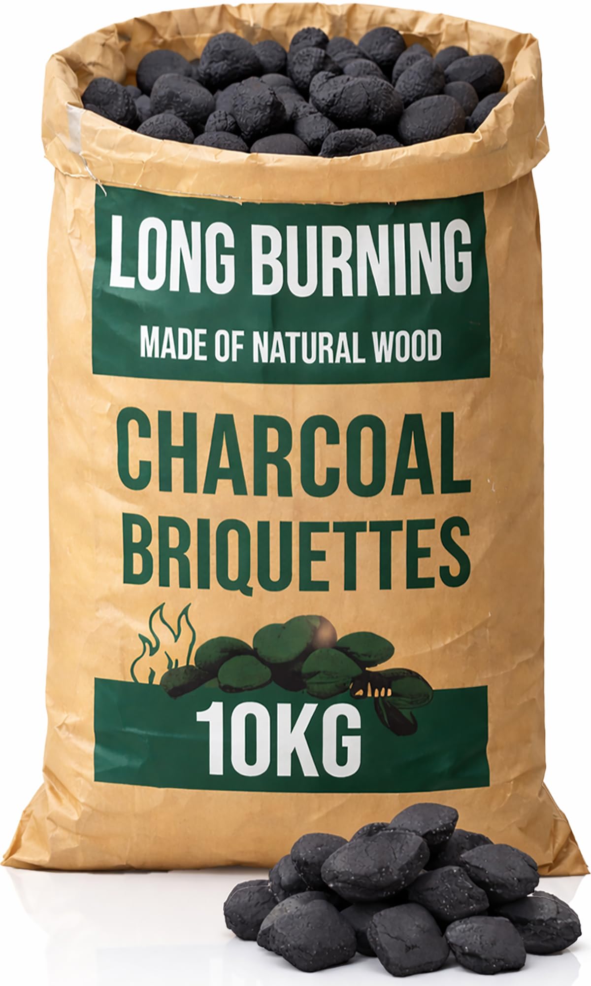 10kg Bag of Premium BBQ Charcoal Briquettes, Hotter Longer Burning Constant High