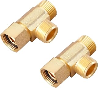 Lead-Free Brass 2 PCS 3/8 Inch Angle Stop Add-A-Tee Compression Tee Valve | 3/8" Inlet by 3/8" Outlet by 3/8 Inch Outlet, 2-Pack