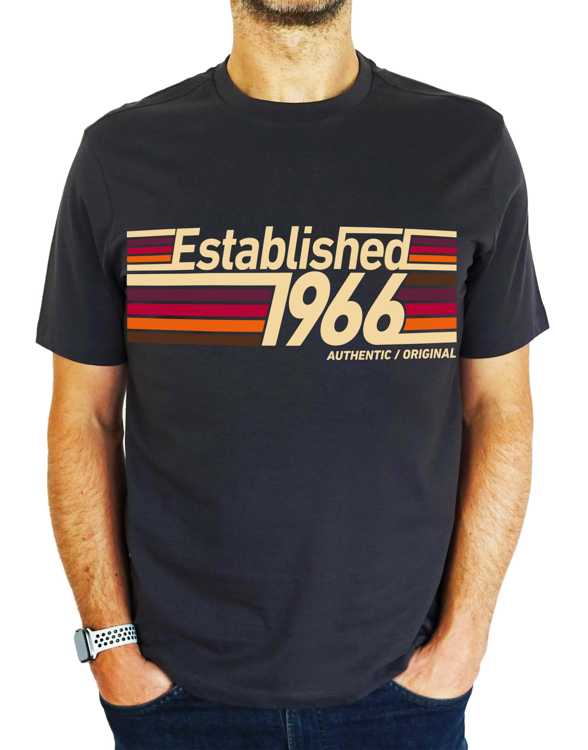 1966 Established Retro Stripes - 60th Birthday Gift | Present Mens T-Shirt