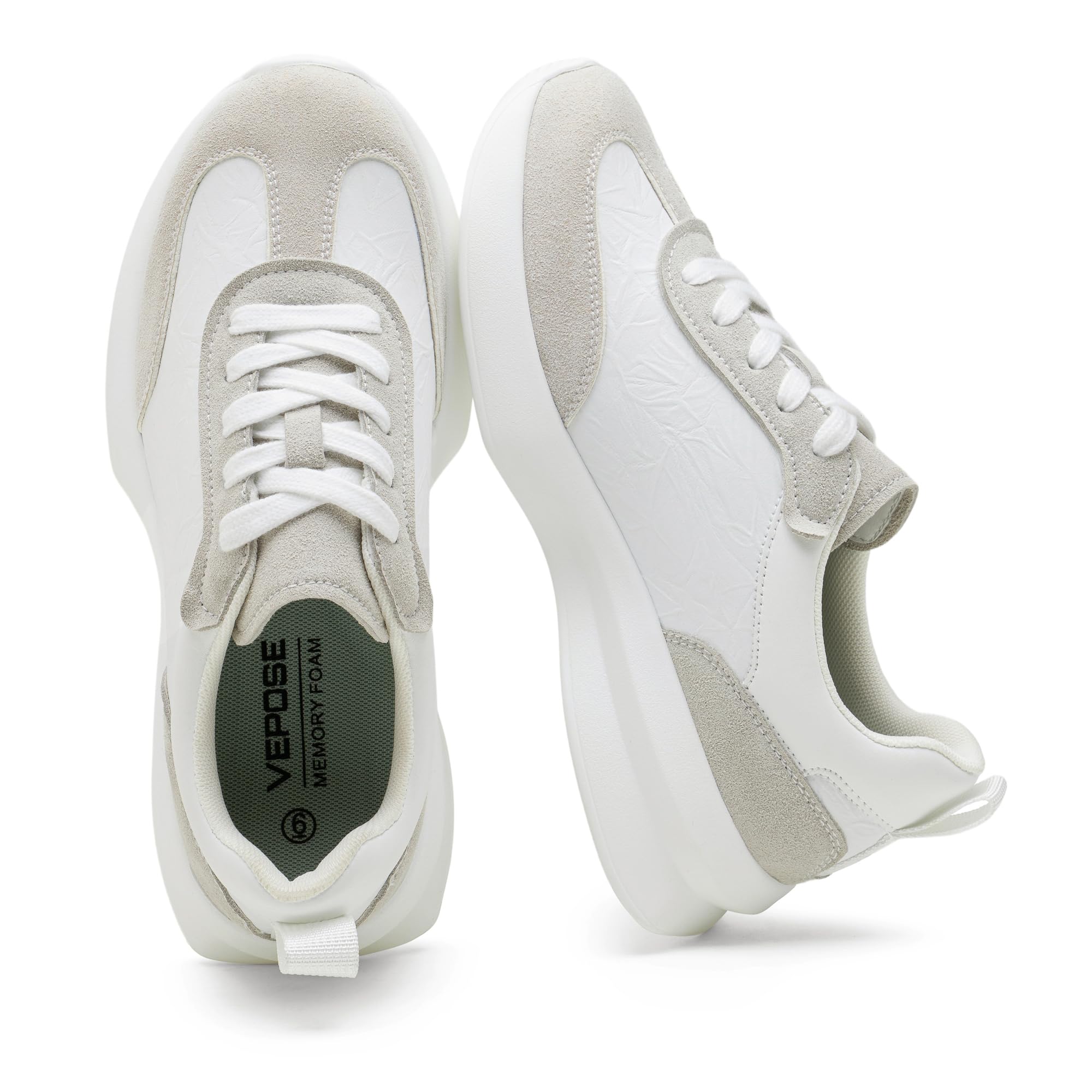 Vepose Women's Retro Platform Sneakers Lightweight Lace Up Walking Shoes