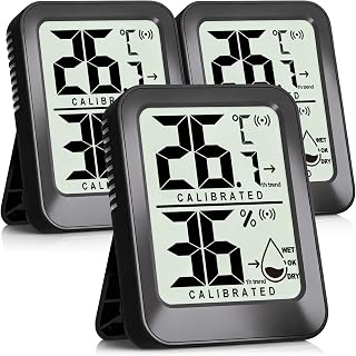 AyayaBoss 3 Pack Room Thermometer Indoor Hygrometer | Mini Size, Monitor Temperature & Humidity, Accurate Sensor, Fast Read, Easy To View, Kickstand/Hanging, ℉/℃, with Battery