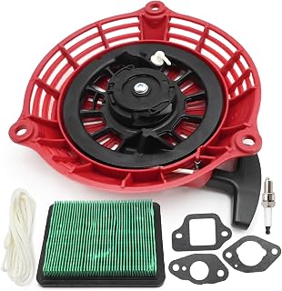 Hoypeyfiy 28400-ZL8-023ZA Recoil Pull Starter Assembly, Replacement for Honda GC135 GC160 GCV135 GCV160 GCV160A GCV160LA GCV160LA0 Engine Red Pull Start Recoil Starter with Air Filter Pull Rope