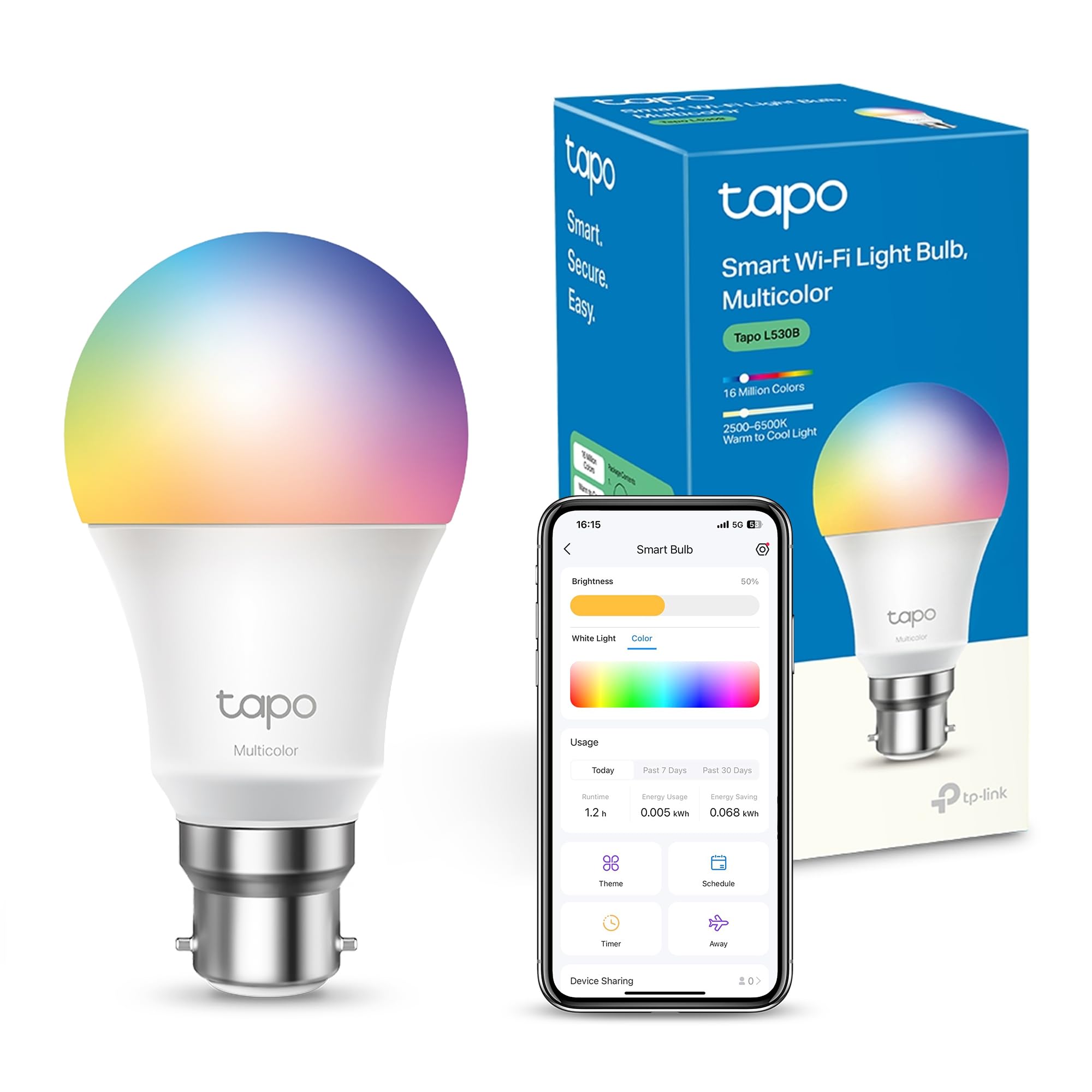 Tapo L530B B22 Smart Bulb Multicolour Dimmable LED Light Bulb | 806 Lumens 60W E