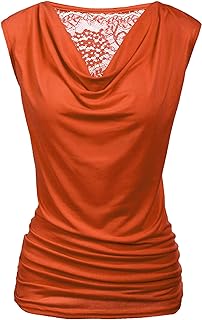 Zeagoo Women's Ruched Cowl Neck Tank Top Sleeveless Stretch Blouse Side Shirring