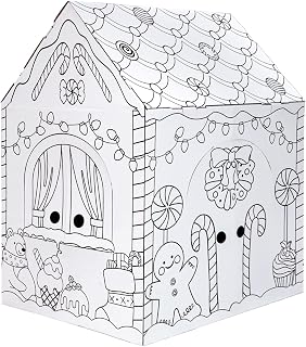 Large Gingerbread Cardboard House to Color for Kids Toddlers | 40" x 32" x 26", gingerbread coloring playhouse, Christmas arts & crafts, activity indoor for fun