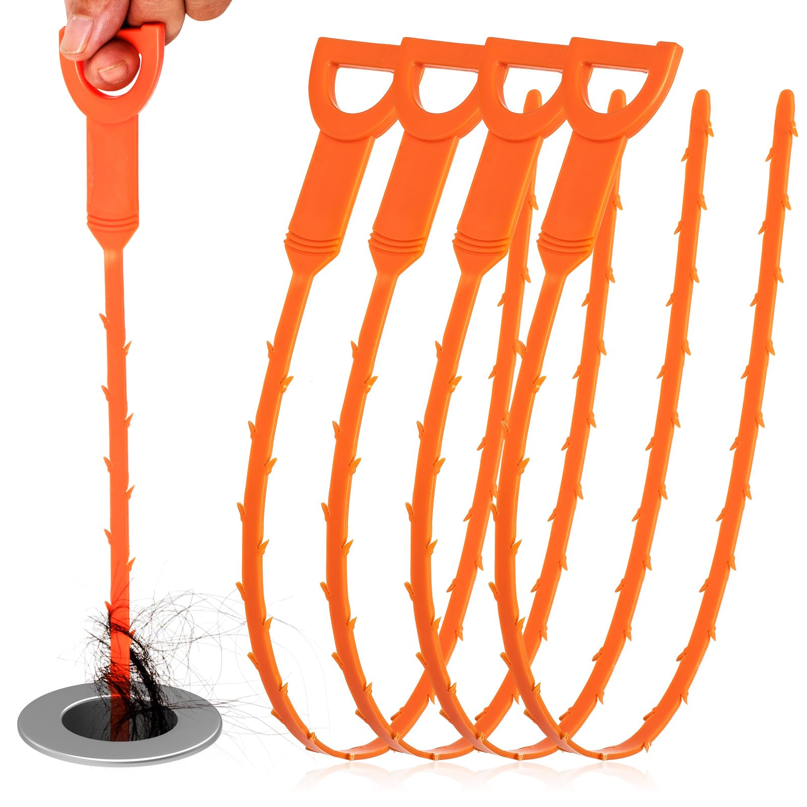 Drain Snake Clog Remover - 4 Pack 20 Inch Flexible Hair Tool | Drain Snake, Clog