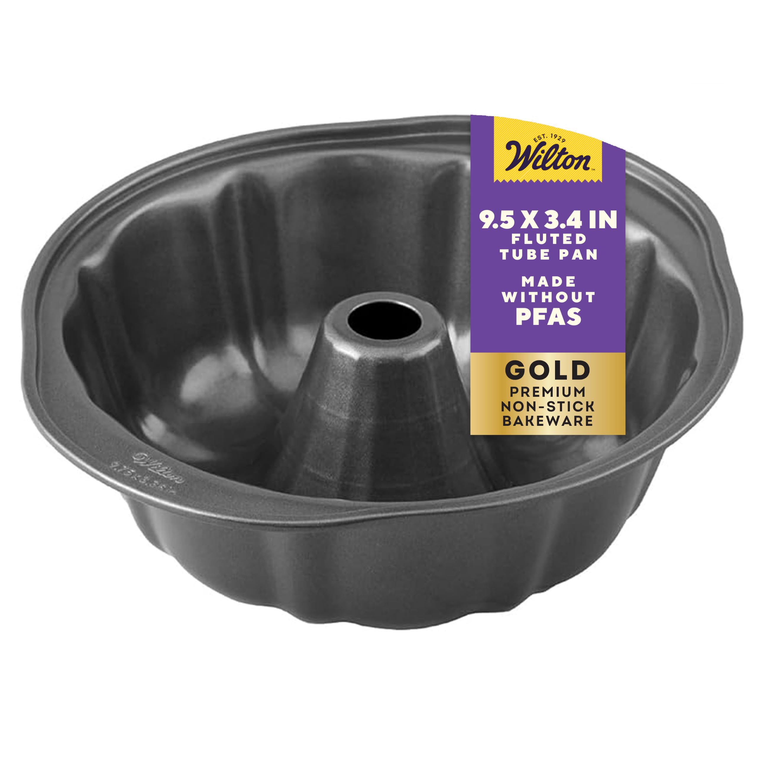 Wilton Gold Non-Stick Fluted Tube Cake Pan, Made Without PFAS, 9.49 in | Non-Sti