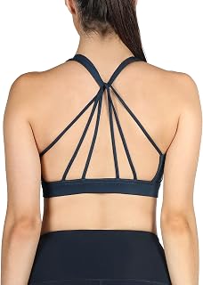 icyzone Damen Yoga Sport-BH mit Gepolstert - Atmungsaktiv Ohne Bügel Sports Bra, Stappy Fitness Gym BH