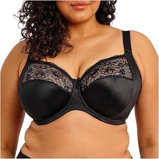 Elomi Women's Plus Size Morgan Underwire Banded Stretch Lace Bra, Black, 44G