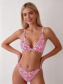 Women Printed Bikini Set Swimwear Sexy Two Piece Beach Swimming Pool Triangle Top High Waist Bottom